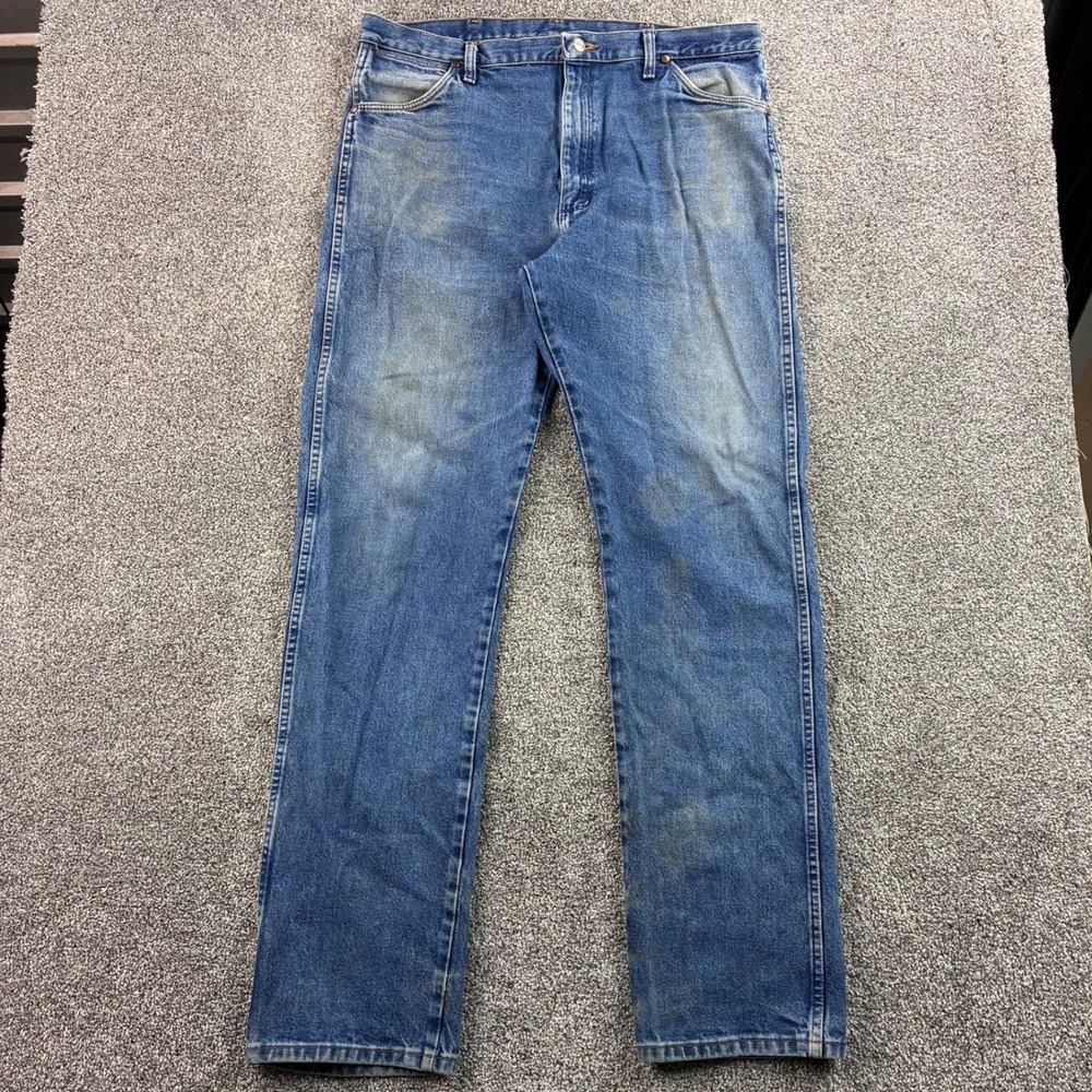 Wrangler Jeans Mens 38x36 Blue Cotton Cowboy Cut Relaxed Fit 13MWZGK